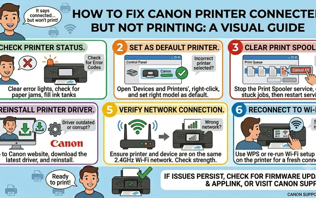 How to Fix Canon Printer Connected But Not Printing Issue
