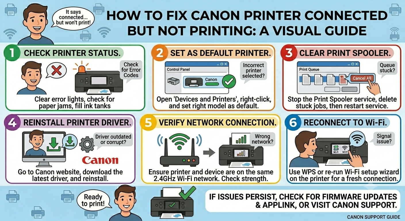How to Fix Canon Printer Connected But Not Printing Issue How to Fix Canon Printer Connected But Not Printing Issue