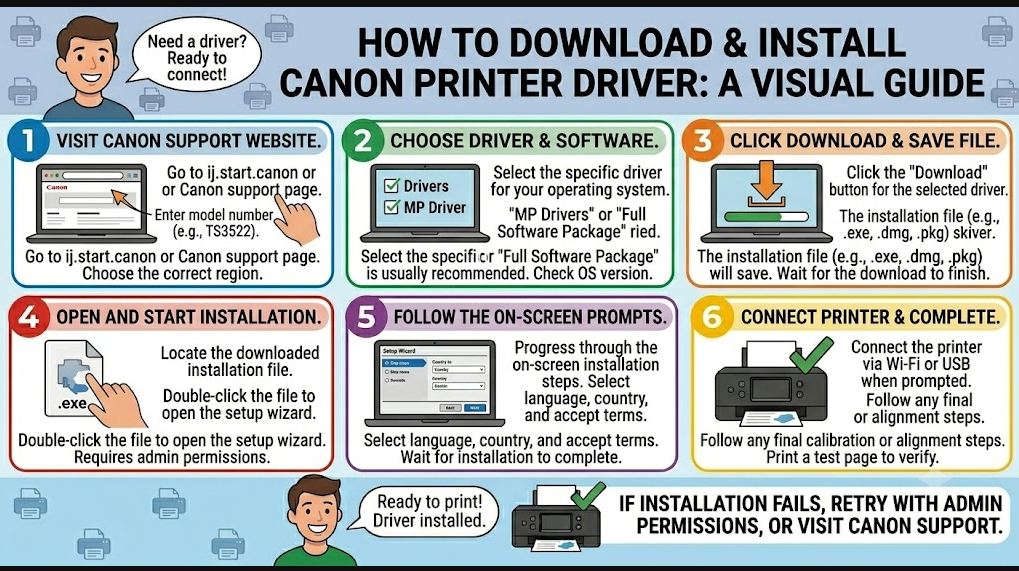 How to download and install canon printer driver?